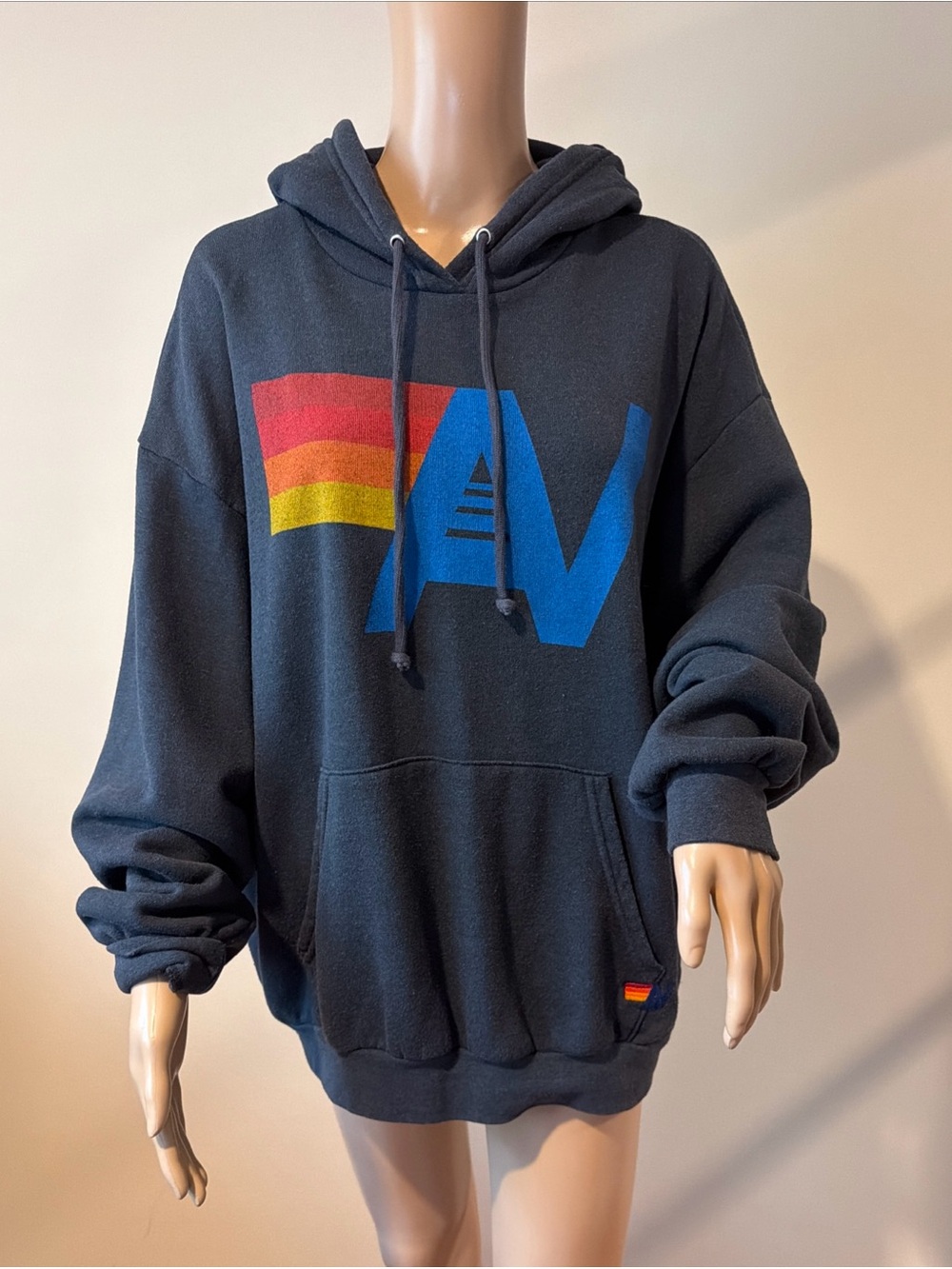Aviator Nation Gray AV Graphic Hoodie Sweatshirt Size M